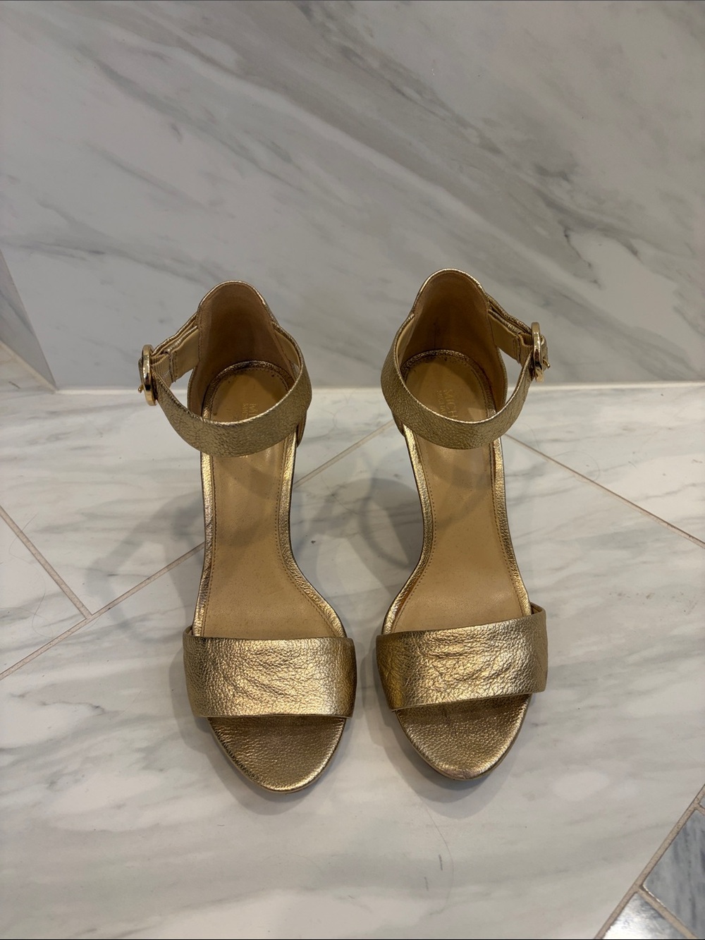 Michael Kors Metallic Gold Ankle-Strap Heels